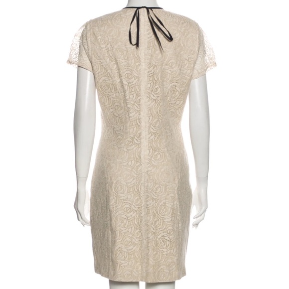 L'AGENCE Neutral Lace Rose Patterned Linen Blend Dress 8 - Picture 16 of 16